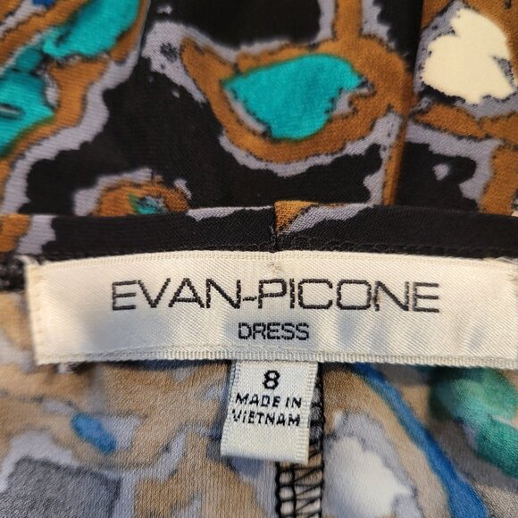 Evan Picone Dress Size 8 Multicolor Faux Wrap Jersey Knit - Picture 6 of 8
